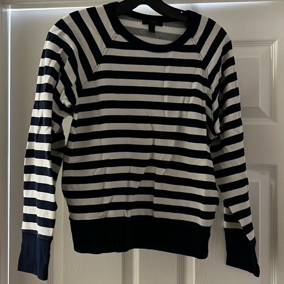 J. Crew Tops - Jcrew navy and white striped sweatshirt size large. Nice lightweight layer